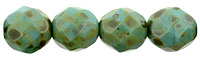 (image for) Czech 8mm Fire Polish Round - Turquoise Opaque Picasso